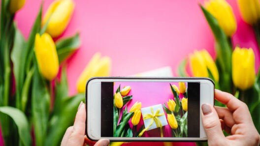 photo of gift and flowers