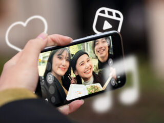 selfie on smartphone on Instagram