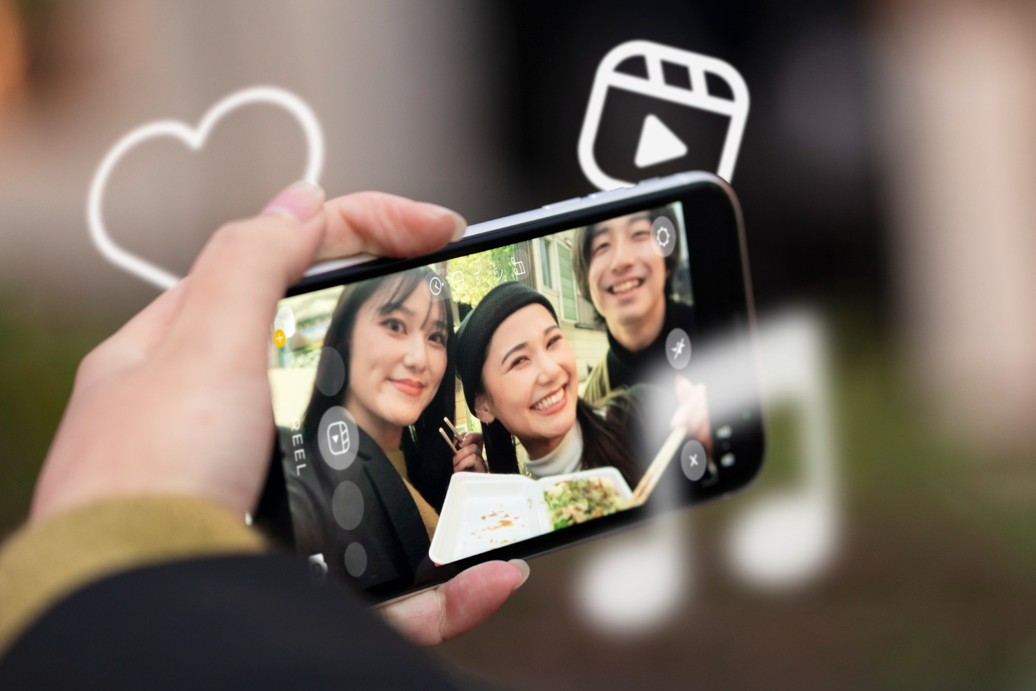 selfie on smartphone on Instagram