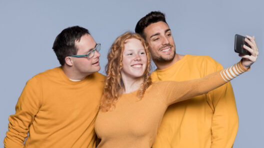 girl takes selfie with friends