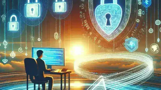 "Ethical hacker analyzing code on a computer screen to protect digital identities and enhance cybersecurity in a modern digital landscape."