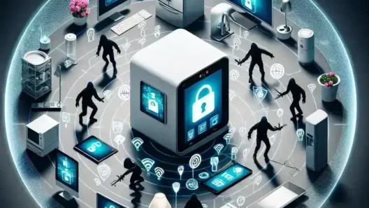 "Security experts analyzing vulnerabilities in smart home hubs using hacking techniques to enhance cybersecurity measures."