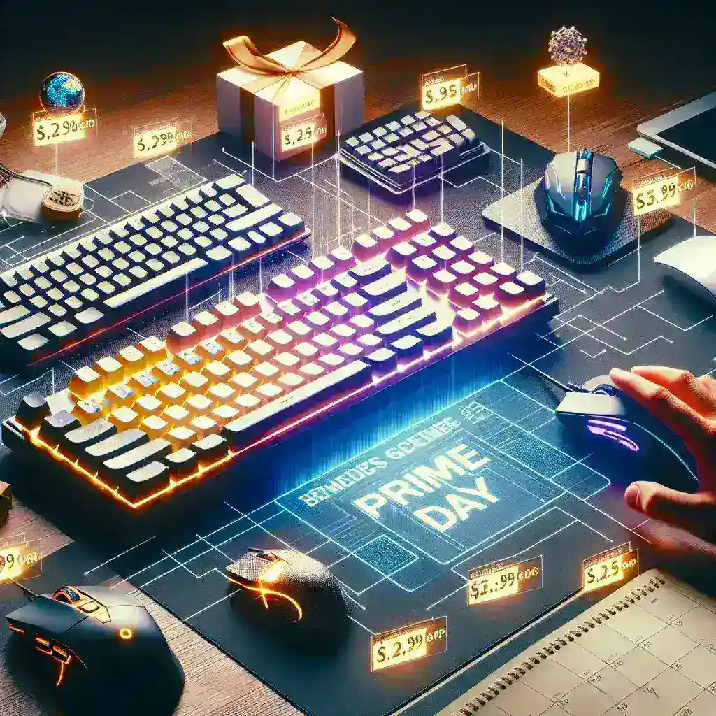"Budget mechanical keyboard and gaming mouse displayed on a desk, showcasing affordable gaming gear deals available after Prime Day."