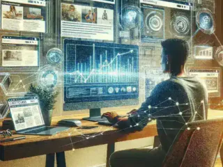 "Image of a person analyzing lifestyle blog data on a laptop, symbolizing digital trend forecasting and analysis for lifestyle trends."